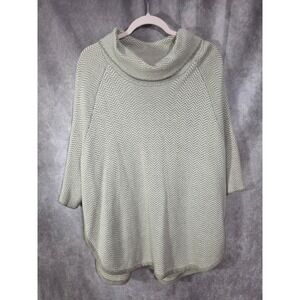 Loft Outlet Petite Cowl Neck Poncho Sweater Tan Herringbone XS/S